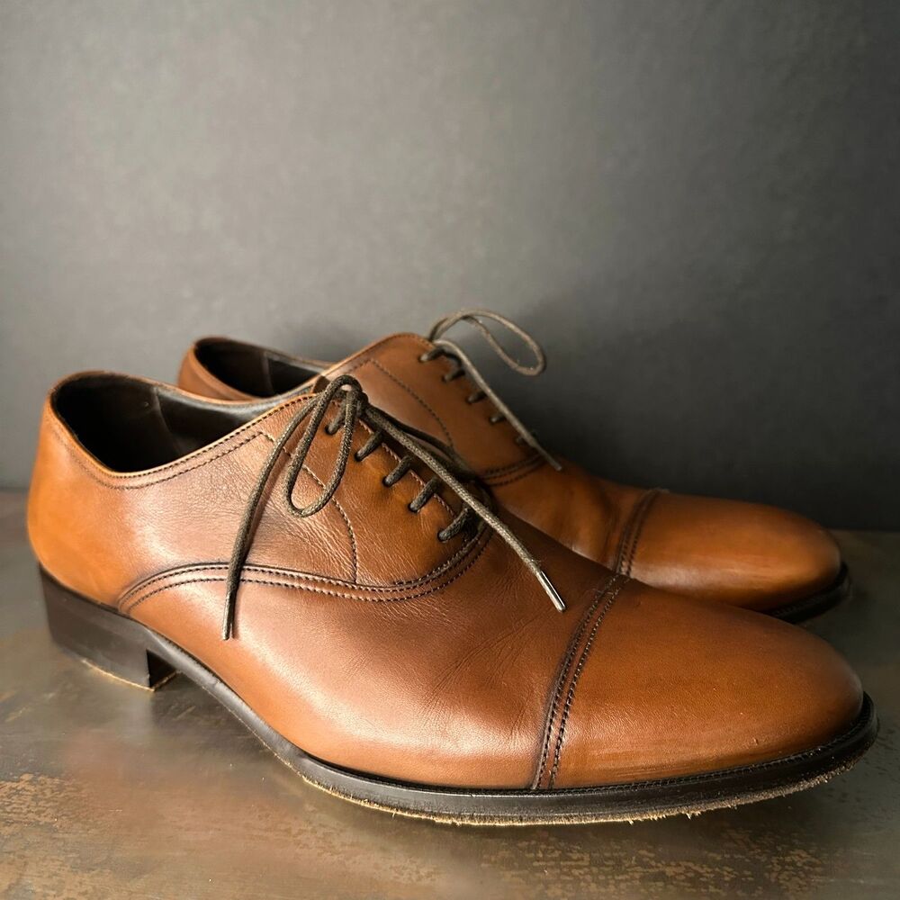 To Boot New York Men's Oxfords Dress Shoes 7 Italy Cap Toe Leather Classic Brown